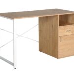 Xtech - Escritorio - rectangular - madera, acero, policloruro de vinilo (PVC) - madera beige - blanco base