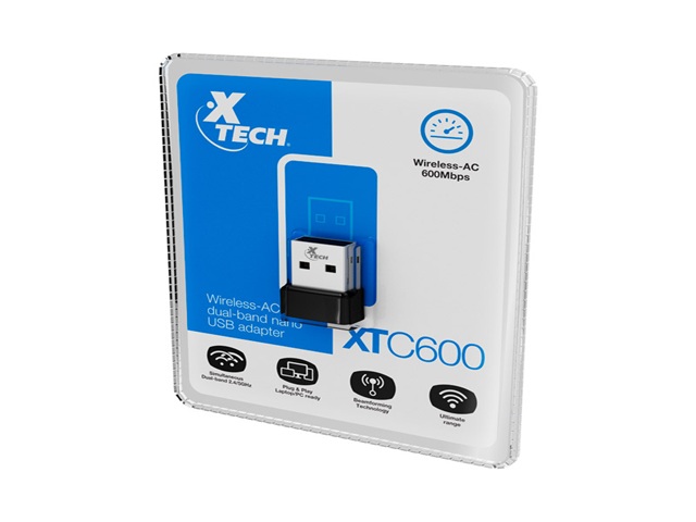 06CQRWXD4QQW56SDQX0WJSVFVG.jpg Xtech - Network adapter - USB 2.0 - Wless AC DBand 600Mbps XTC-600 - Imagen 1